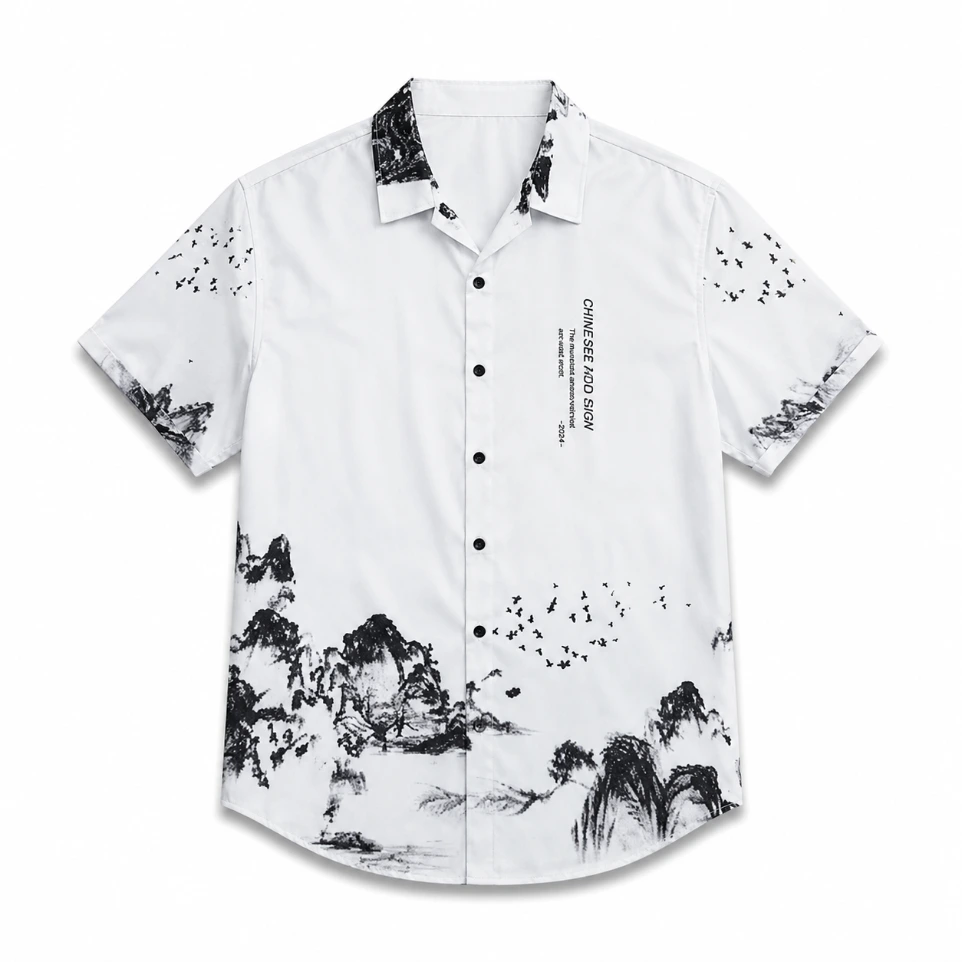 Monochrome Ink Landscape Shirt