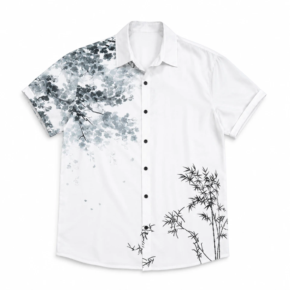Asymmetrical Blossom & Bamboo Shirt