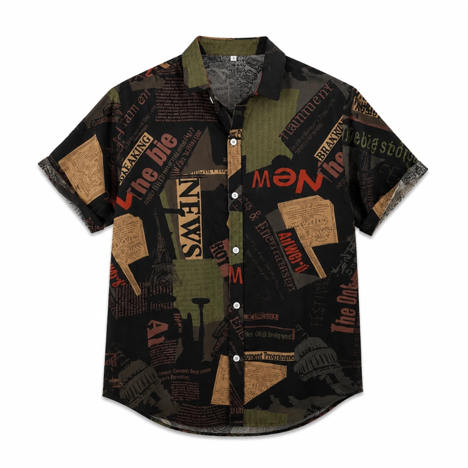 Vintage Newsprint Collage Shirt