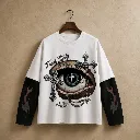 Gothic Mystic Eye Double-Sleeve Oversized T-Shirt