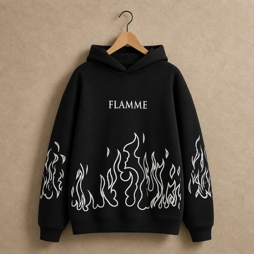 Flamme Noir Oversized Hoodie (S)