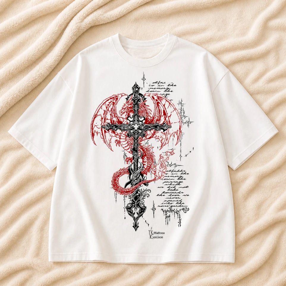 Dragon Cross Ethereal Oversized Tee (S)