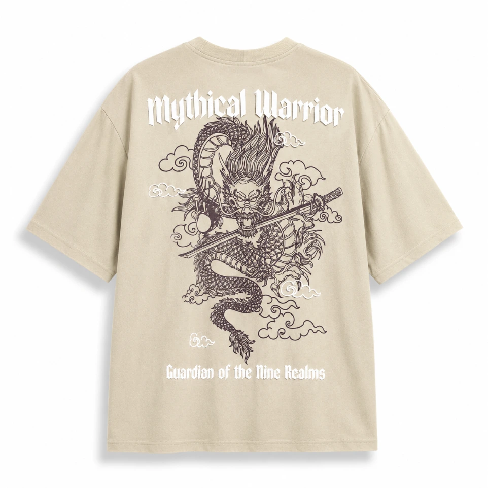 Mythical Warrior Dragon Oversized Tee